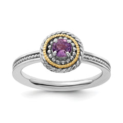 Sterling Silver and 14k Yellow Gold Stackable Expressions Sterling Silver Birthstone Ring