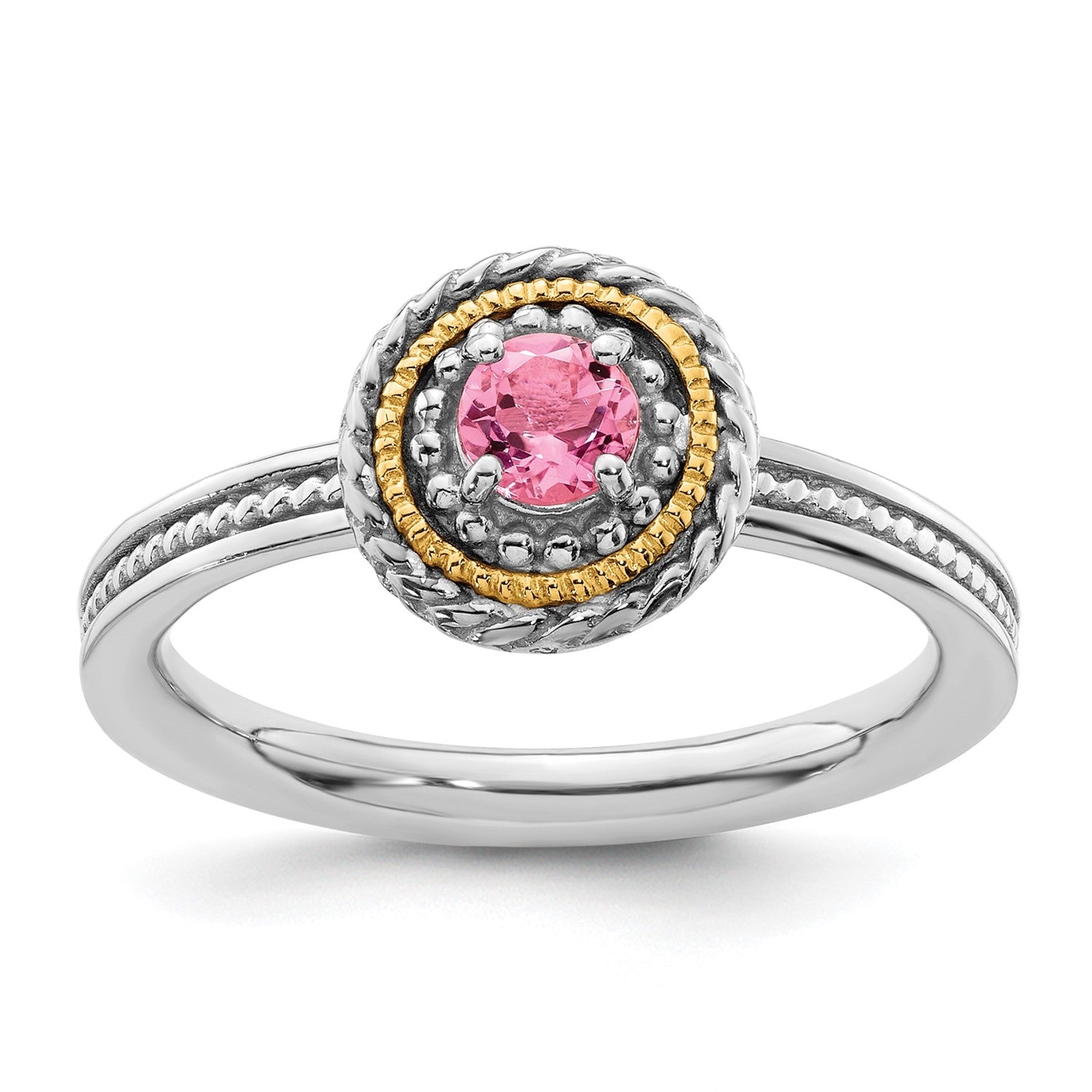 Sterling Silver and 14k Yellow Gold Stackable Expressions Sterling Silver Birthstone Ring