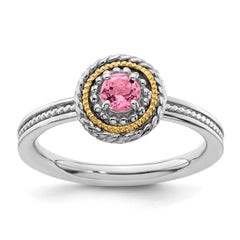 Sterling Silver and 14k Yellow Gold Stackable Expressions Sterling Silver Birthstone Ring