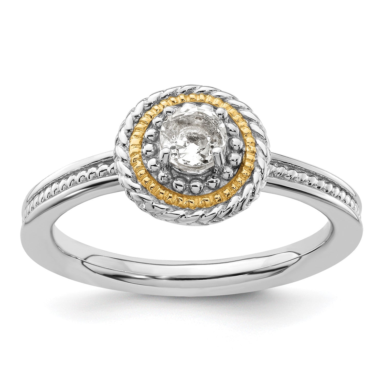 Sterling Silver and 14k Yellow Gold Stackable Expressions Sterling Silver Birthstone Ring