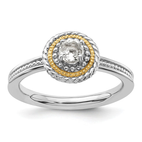 Sterling Silver and 14k Yellow Gold Stackable Expressions Sterling Silver Birthstone Ring