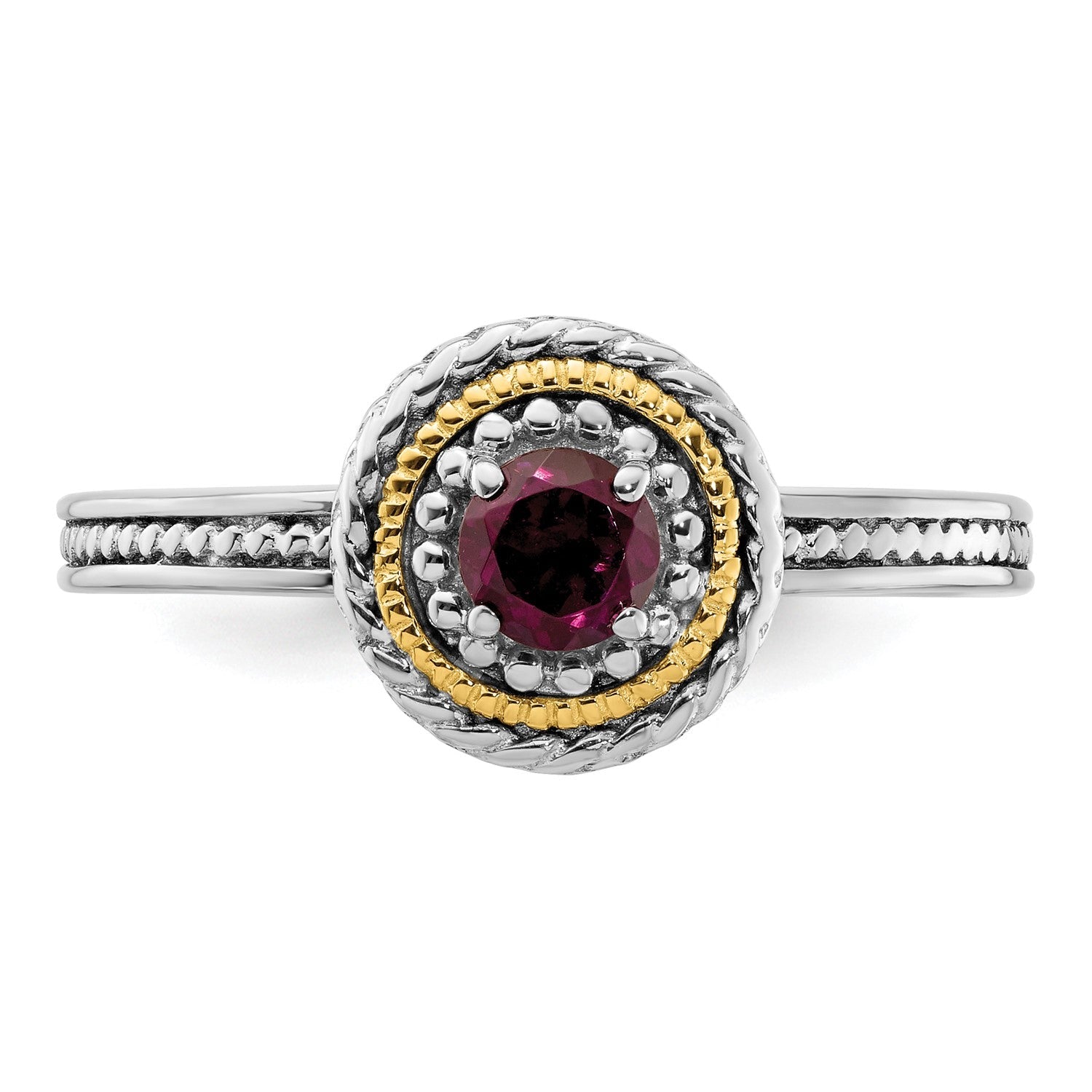Sterling Silver and 14k Yellow Gold Stackable Expressions Sterling Silver Birthstone Ring