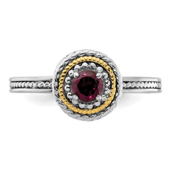 Sterling Silver and 14k Yellow Gold Stackable Expressions Sterling Silver Birthstone Ring
