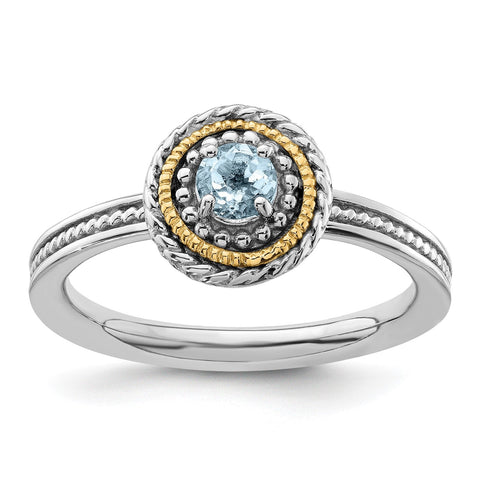 Sterling Silver and 14k Yellow Gold Stackable Expressions Sterling Silver Birthstone Ring