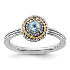 Sterling Silver and 14k Yellow Gold Stackable Expressions Sterling Silver Birthstone Ring