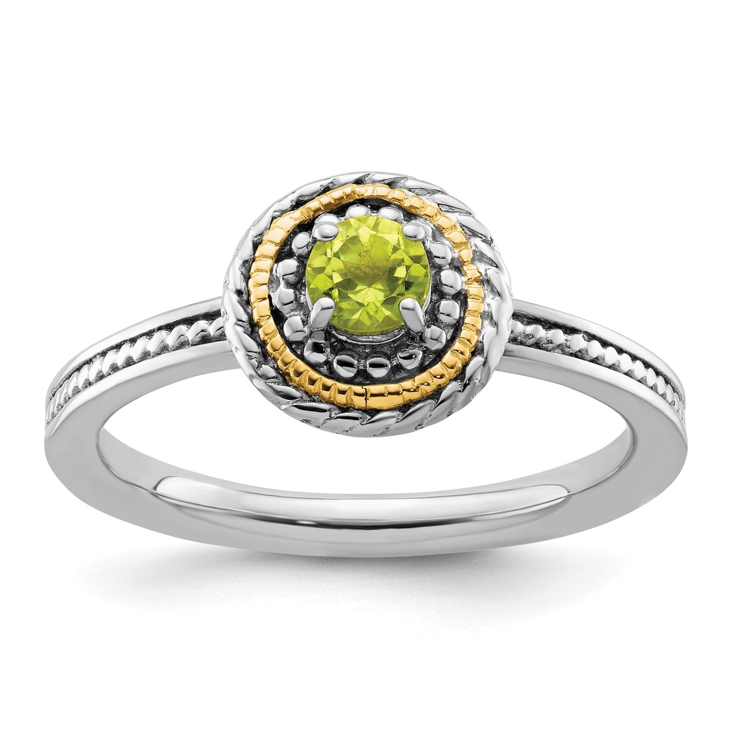 Sterling Silver and 14k Yellow Gold Stackable Expressions Sterling Silver Birthstone Ring