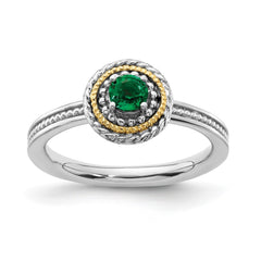 Sterling Silver and 14k Yellow Gold Stackable Expressions Sterling Silver Birthstone Ring