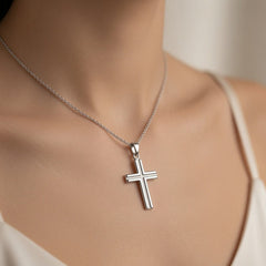 Sterling Silver Cross Pendant, 16 x 35 mm