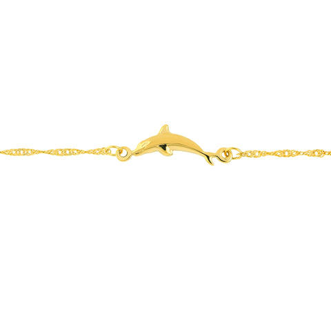 Sterling Silver Dolphin Ankle Bracelet, 10 Inch, Adjustable Chain