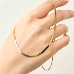 Sterling Silver Gold Plated Herringbone Chain Necklace - JewelryAffairs