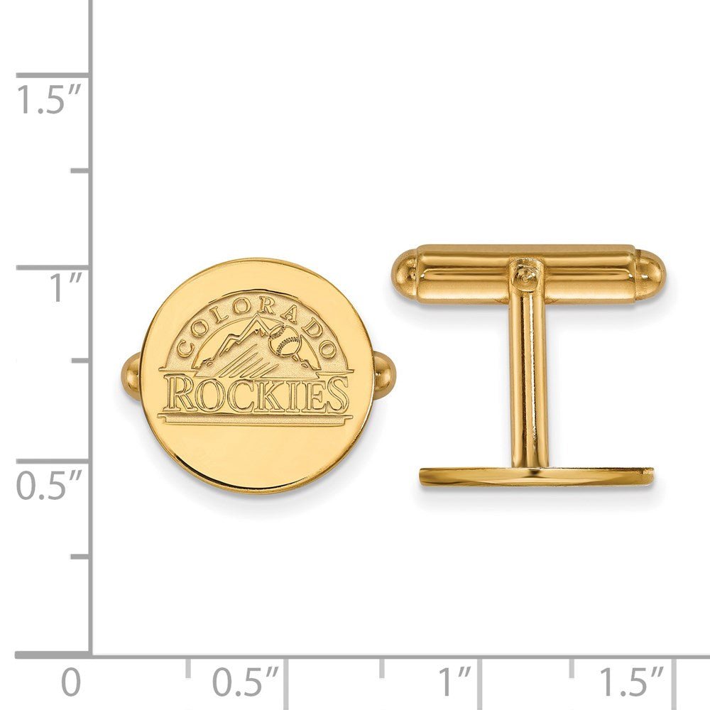 Sterling Silver Gold - plated MLB LogoArt Colorado Rockies Cuff Links - JewelryAffairs