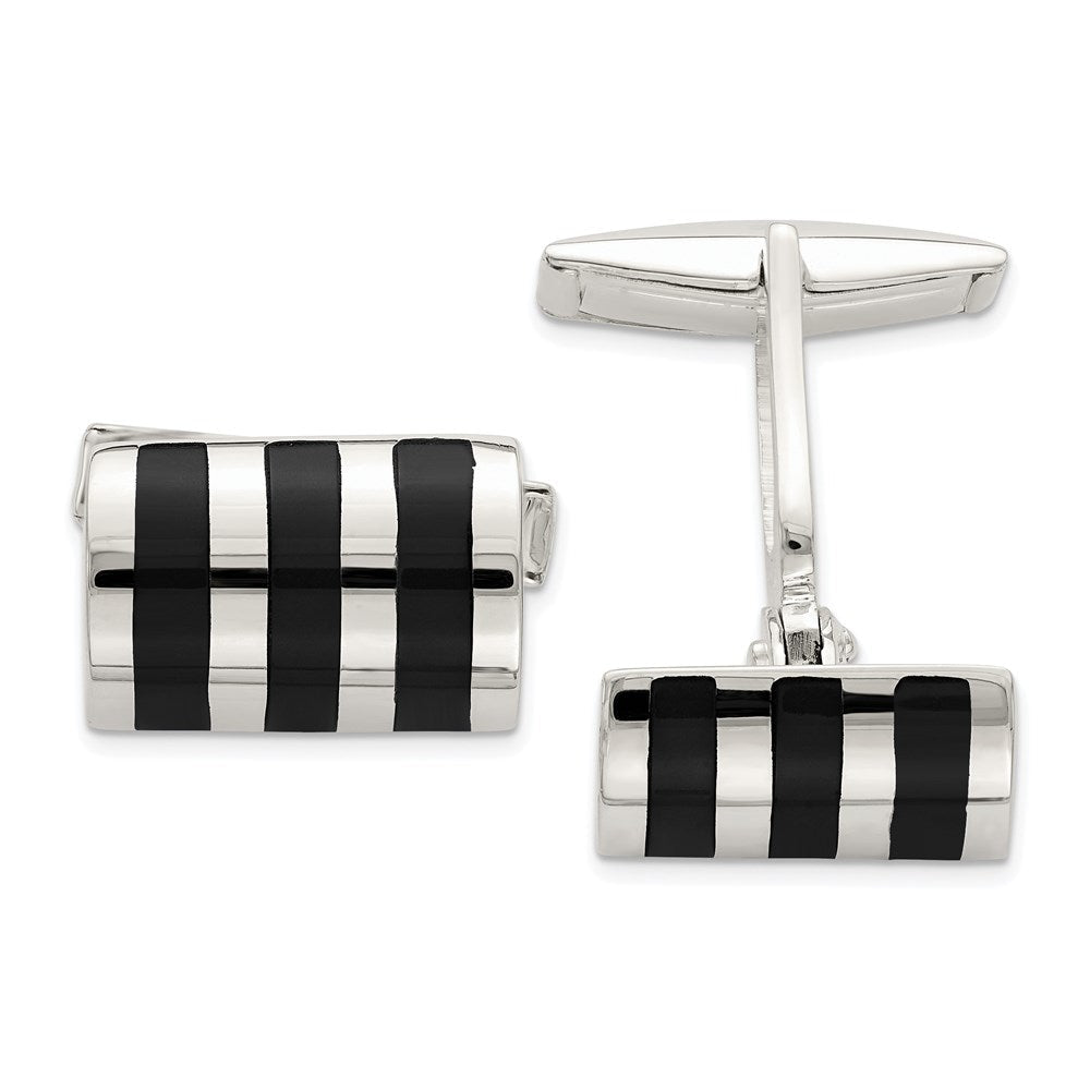 Sterling Silver Onyx Cufflinks - JewelryAffairs