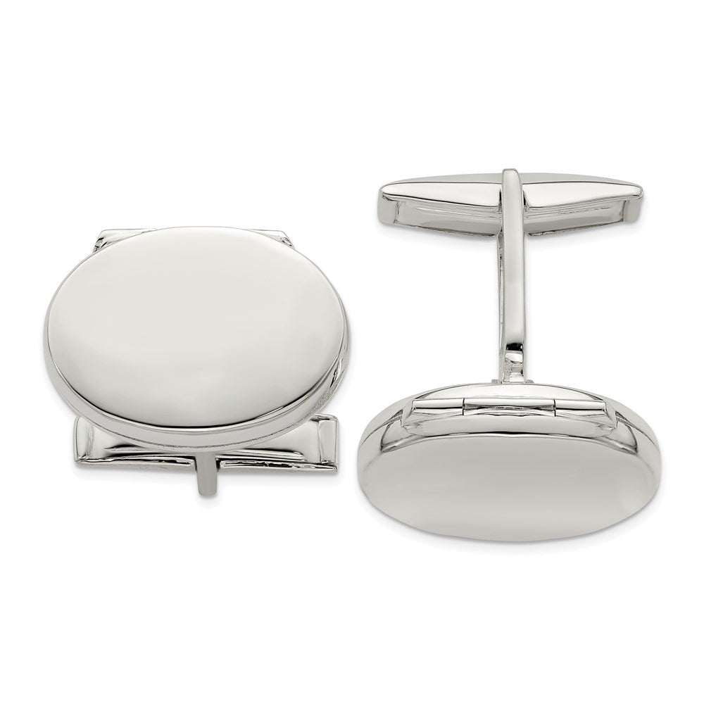 Sterling Silver Oval Locket Cufflinks - JewelryAffairs