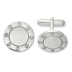 Sterling Silver Polished Circle Cuff Links - JewelryAffairs
