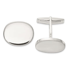 Sterling Silver Polished Oval Cuff Links - JewelryAffairs
