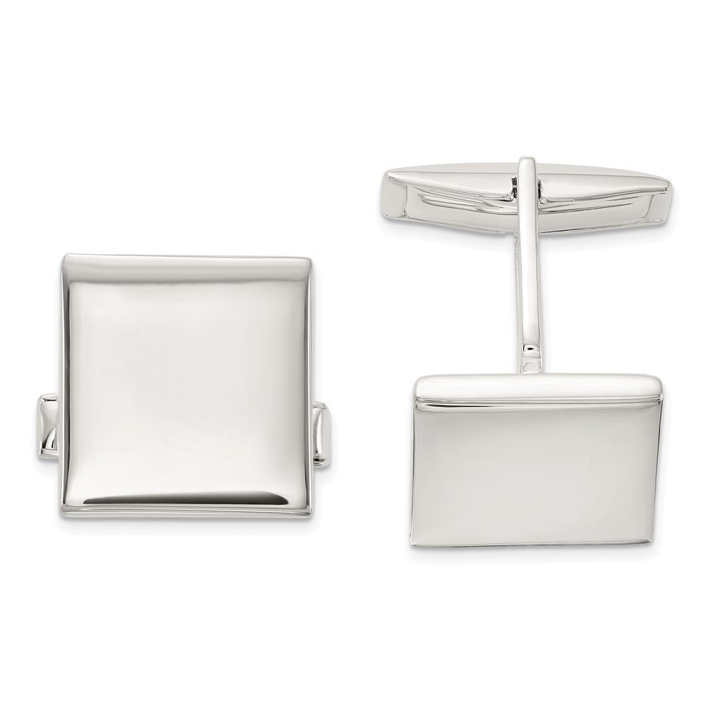 Sterling Silver Polished Square Cuff Links - JewelryAffairs