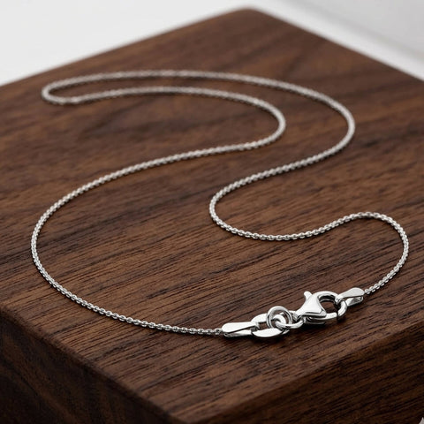 Sterling Silver Rhodium Plated Cable Chain Necklace, 0.6mm