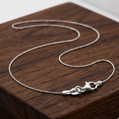 Sterling Silver Rhodium Plated Cable Chain Necklace, 0.8mm