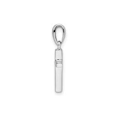 Sterling Silver Rhodium-Plated Cubic Zirconia Cross Pendant, 20mm x 8mm