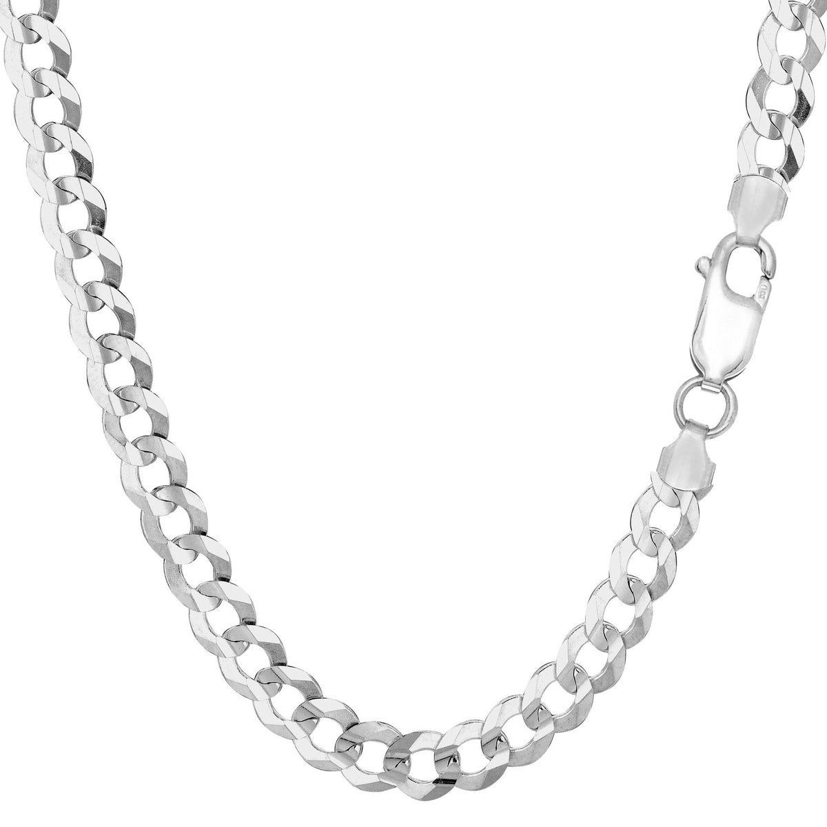 Sterling Silver Rhodium Plated Curb Chain Bracelet, 8.5 - JewelryAffairs