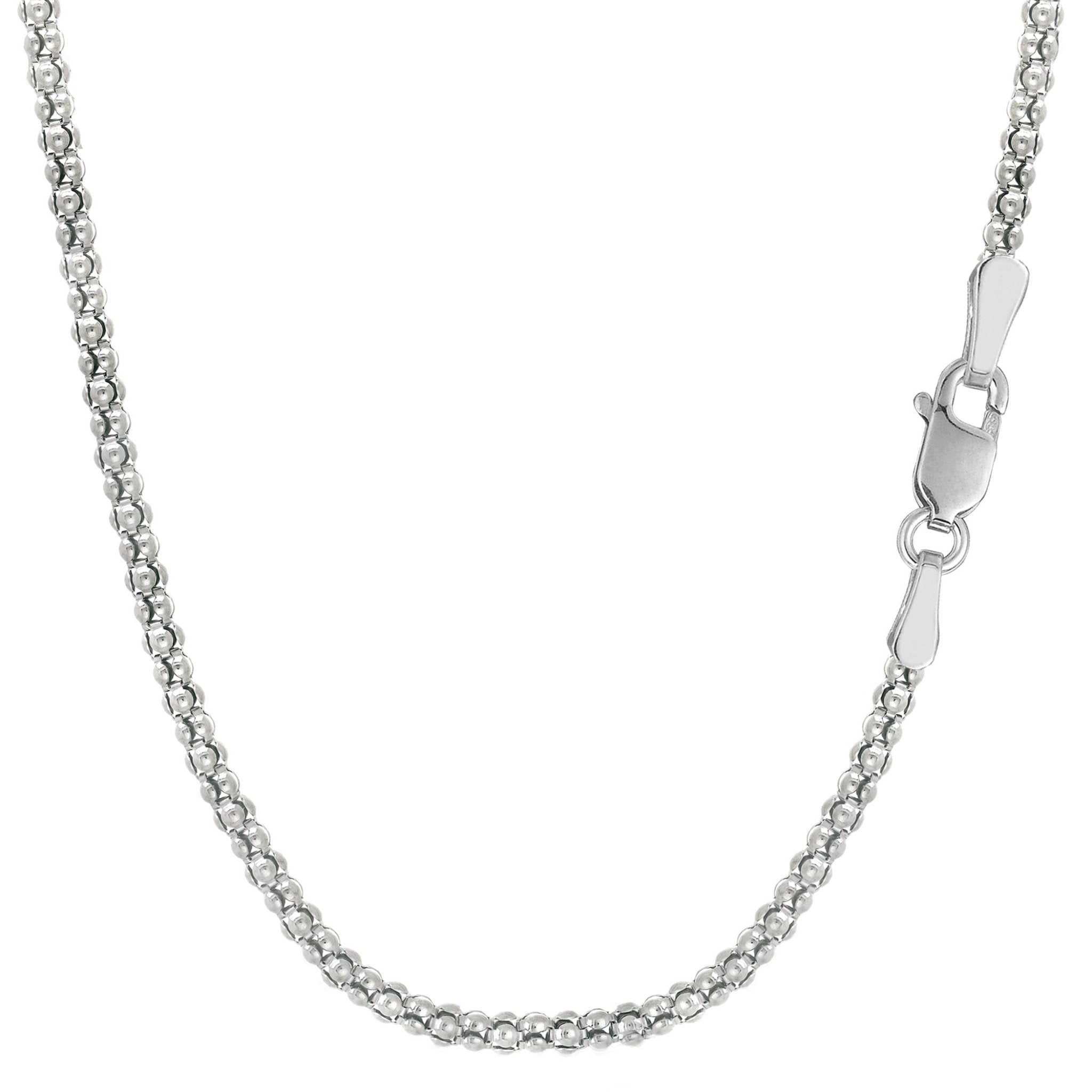 Sterling Silver Rhodium Plated Fancy Popcorn Rope Chain Necklace, 1,8mm - JewelryAffairs