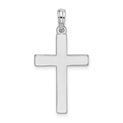 Sterling Silver Rhodium Plated Latin Cross Pendant, 24 x 16mm