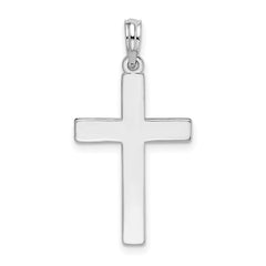 Sterling Silver Rhodium Plated Latin Cross Pendant, 24 x 16mm