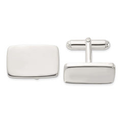 Sterling Silver Rhodium - plated Polished Rectangle Cuff Links - JewelryAffairs