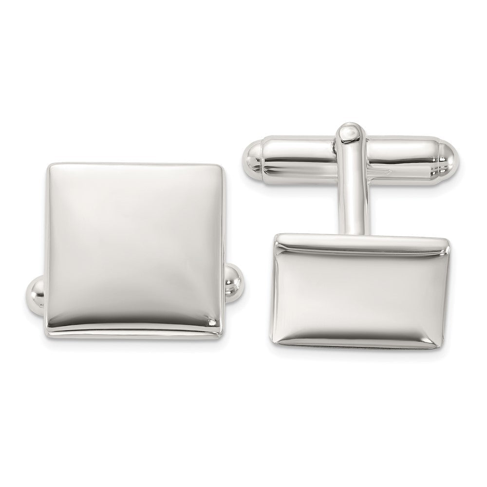 Sterling Silver Rhodium - plated Polished Square Cuff Links - JewelryAffairs