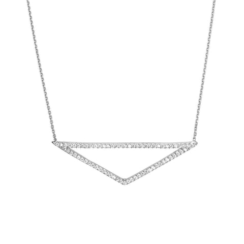 Sterling Silver Triangle Shaped Pendant CZ Necklace, 18"