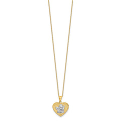 Sterling Silver With Gold Tone Angel and Heart 18in Pendant Necklace - JewelryAffairs