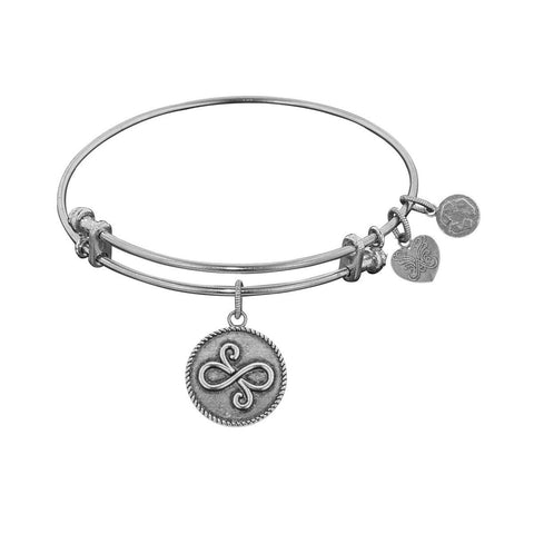 White Finish Brass Best Friends Adjustable Bangle Bracelet, 7.25