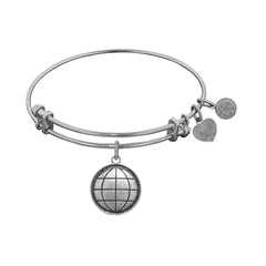 White Finish Brass Earth Adjustable Bangle Bracelet, 7.25