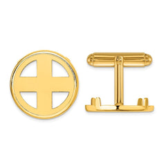Wideband Distinguished Coin Jewelry 14k Real Gold Men's Polished Classic 17.8mm Coin Bezel Cuff Links - JewelryAffairs