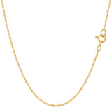 14k Yellow Gold Rope Chain Necklace, 0.9mm