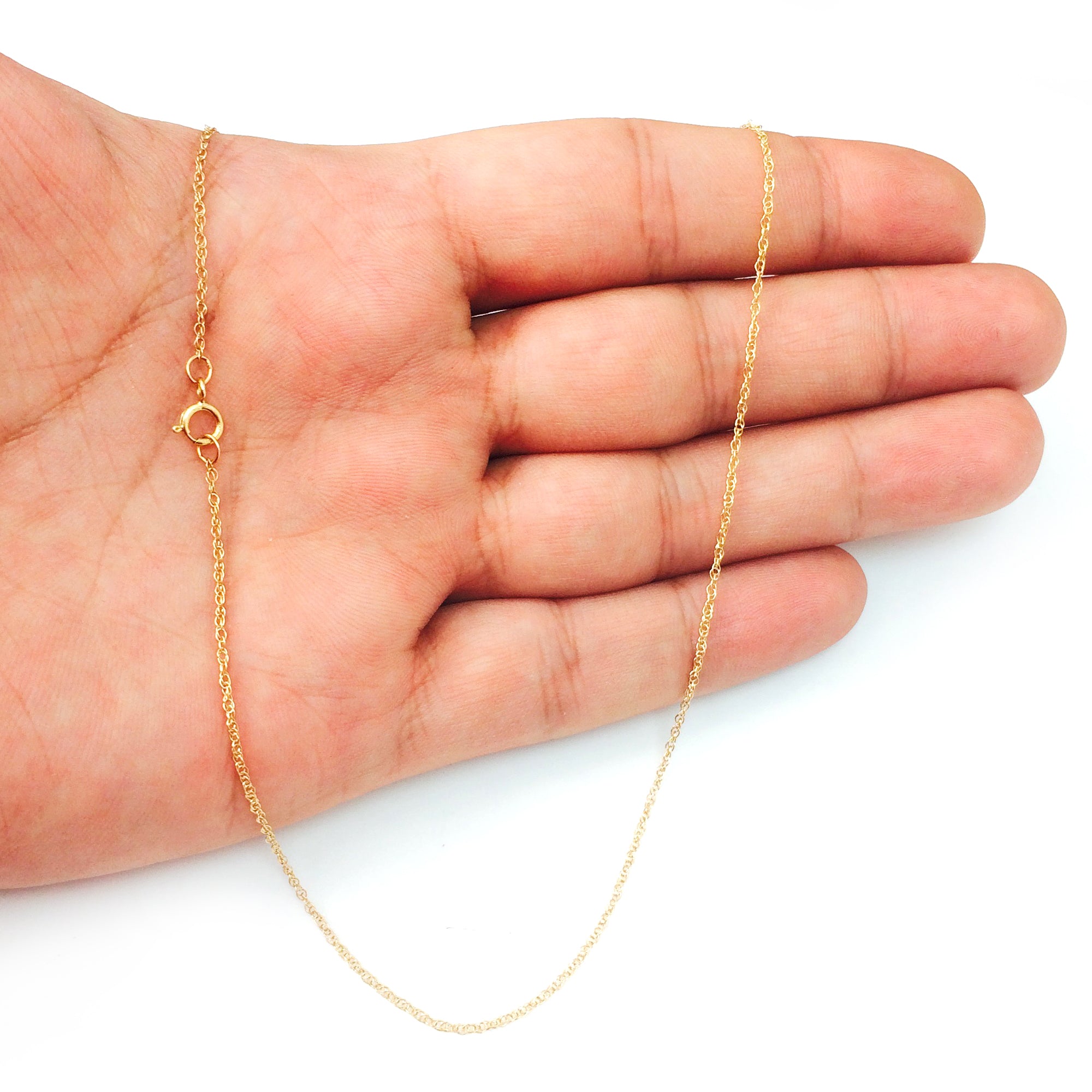 14k Yellow Gold Rope Chain Necklace, 0.9mm