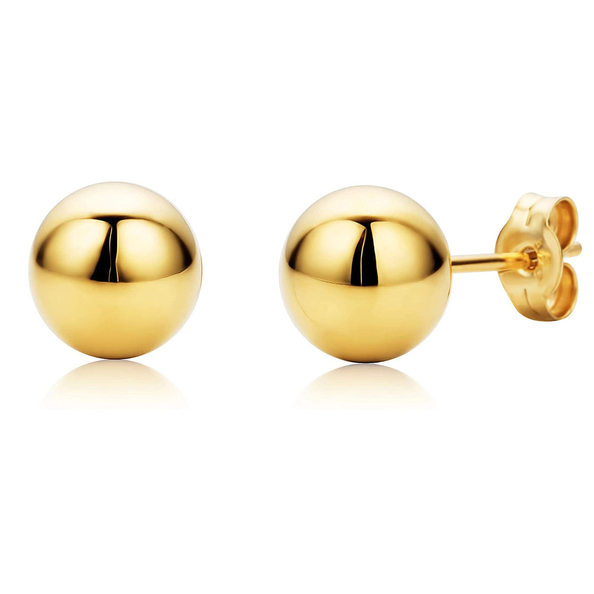 10K Real Yellow Gold Ball Stud Earrings - JewelryAffairs