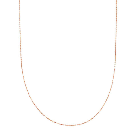 10k Rose Gold Rope Chain Necklace, 0.5mm