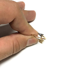 10k Two Tone Gold Bypass Arrow Ring, Size 7