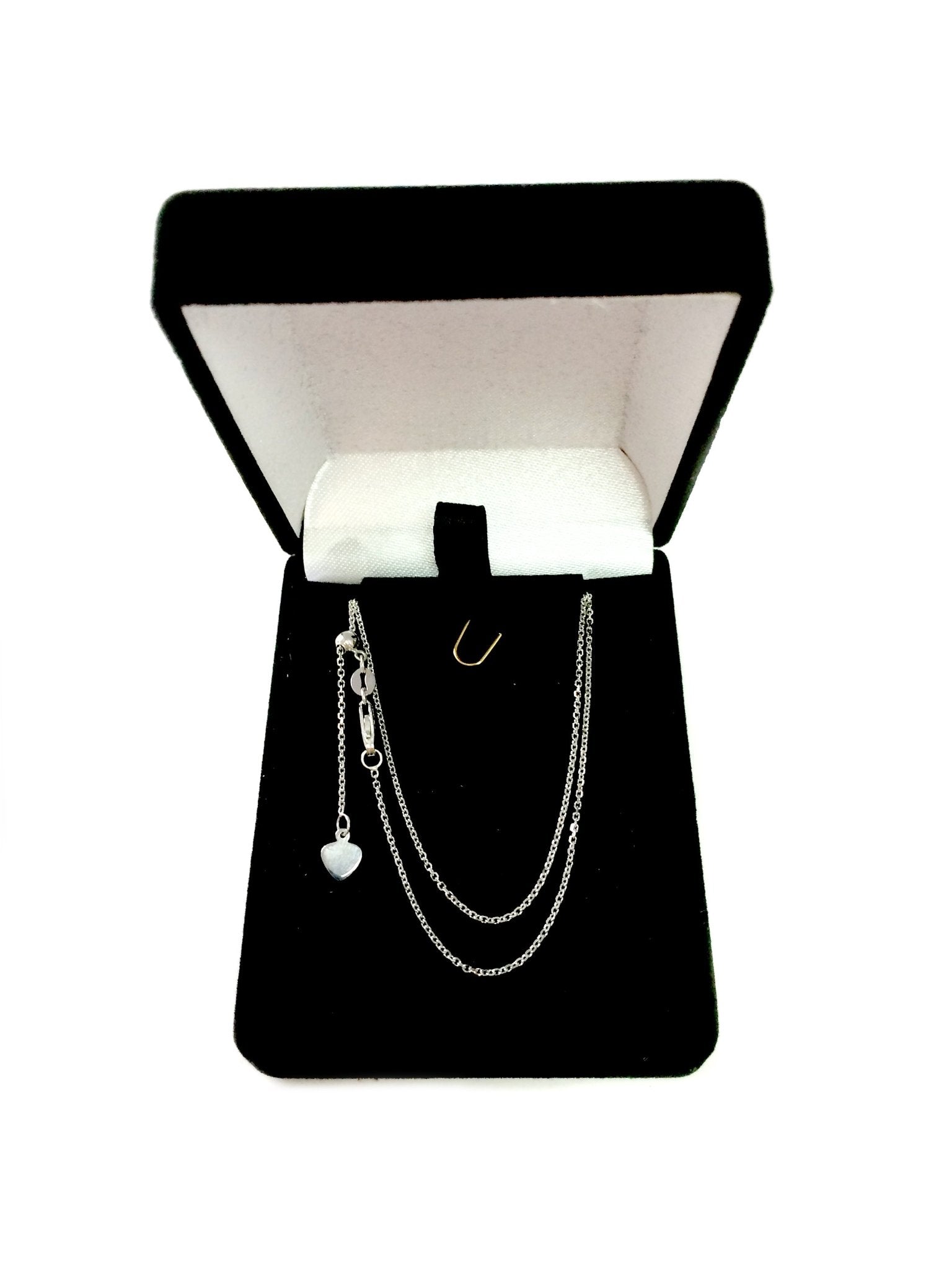 10k White Gold Adjustable Cable Link Chain Necklace, 0.9mm, 22"