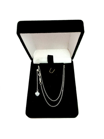 10k White Gold Adjustable Cable Link Chain Necklace, 0.9mm, 22"