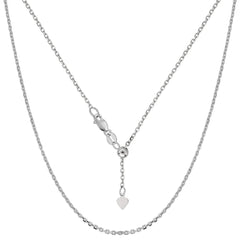 10k White Gold Adjustable Cable Link Chain Necklace, 0.9mm, 22"