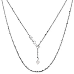 10k White Gold Adjustable Sparkle Link Chain Necklace, 1.5mm, 22"