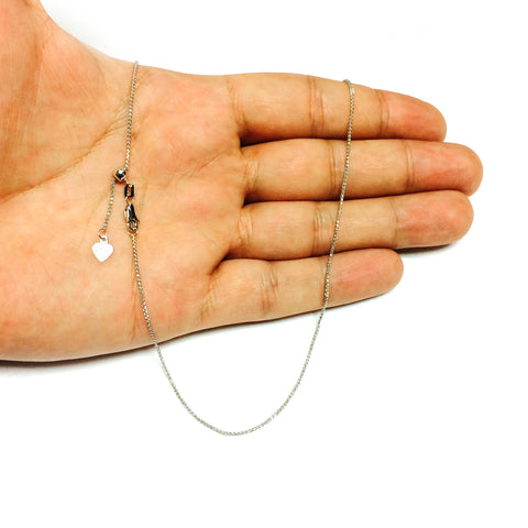10k White Gold Adjustable Wheat Link Chain Necklace, 1.0mm, 22"