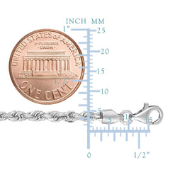 10K White Gold Hollow Rope Chain Necklace, 2mm, 24"