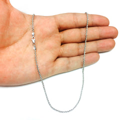 10K White Gold Hollow Rope Chain Necklace, 2mm, 24"