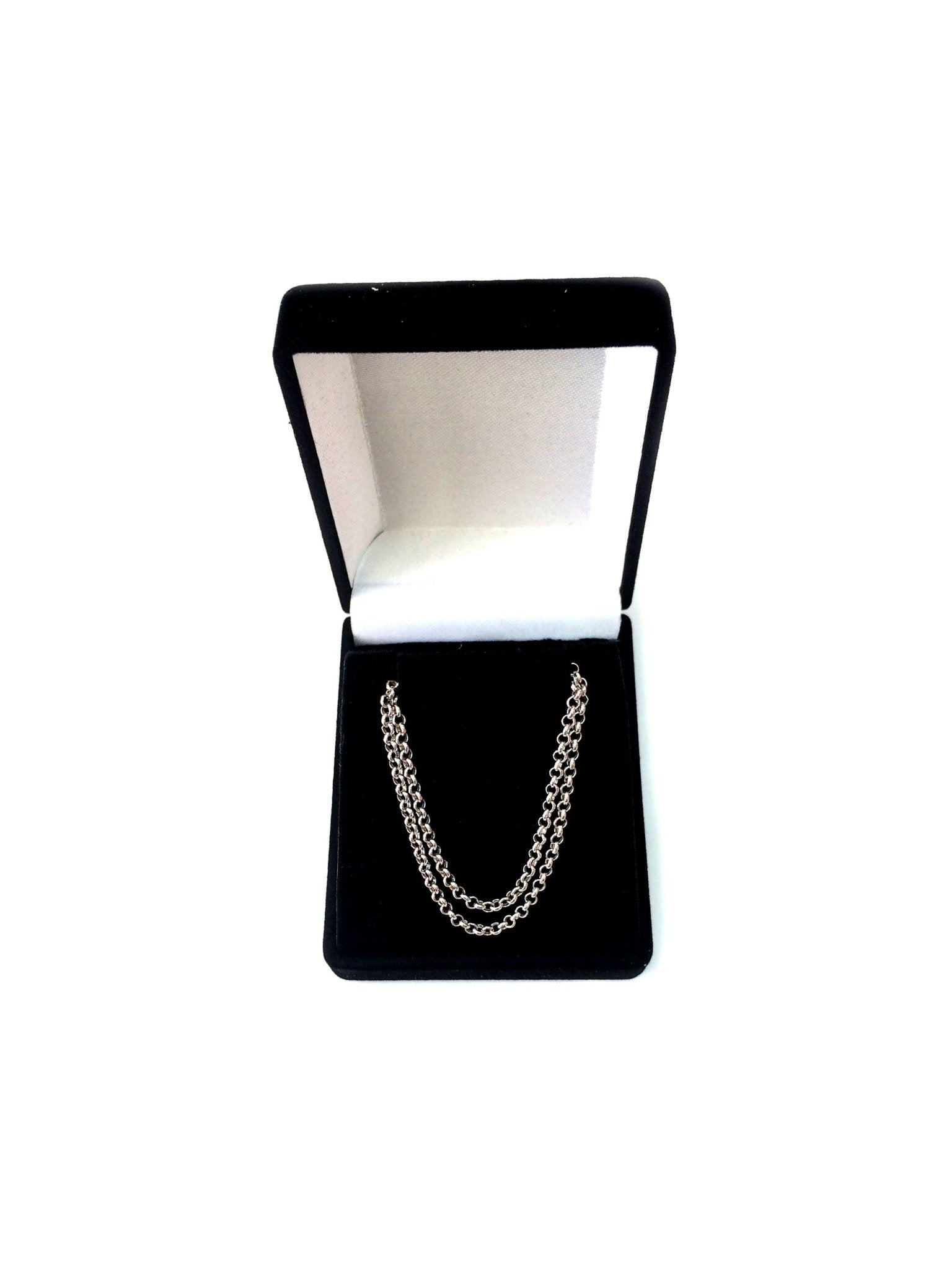 10k White Gold Round Rolo Link Chain Necklace, 2.3mm - JewelryAffairs