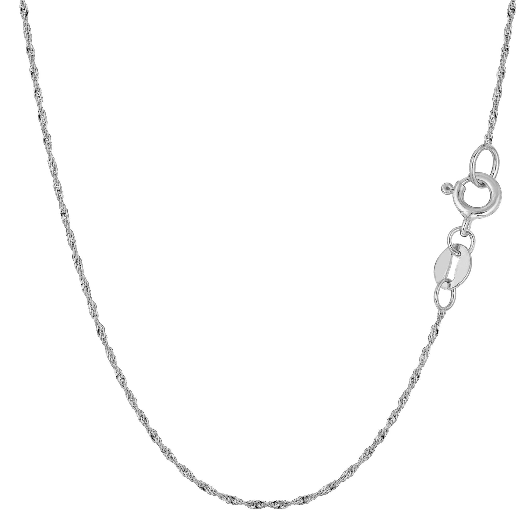 10k White Gold Singapore Chain Necklace, 1.0mm