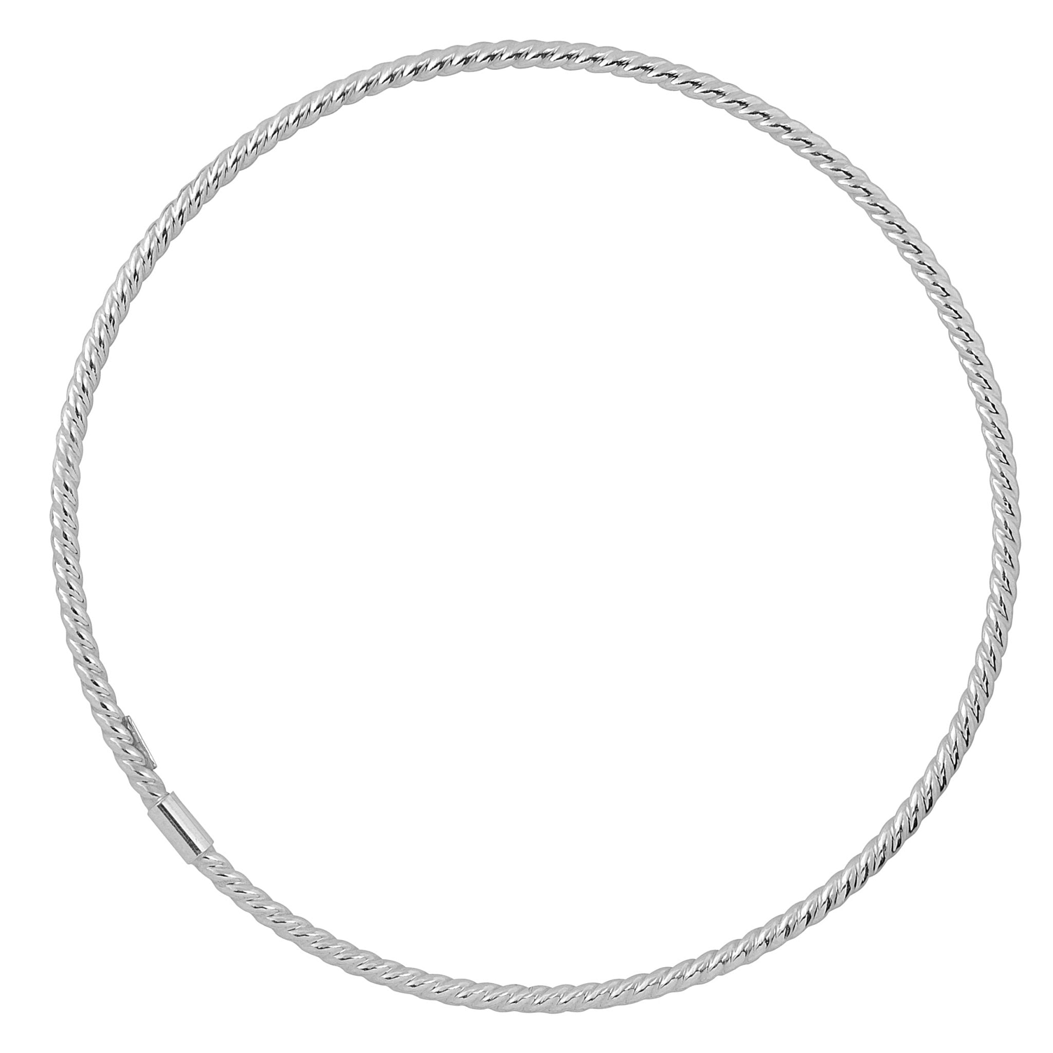 10k White Gold Twisted Cable Women's Bangle Bracelet, 8"