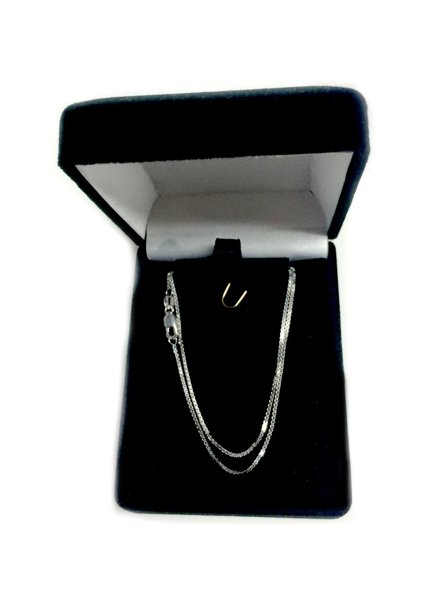 10k White Solid Gold Mirror Box Chain Necklace, 1.0mm - JewelryAffairs